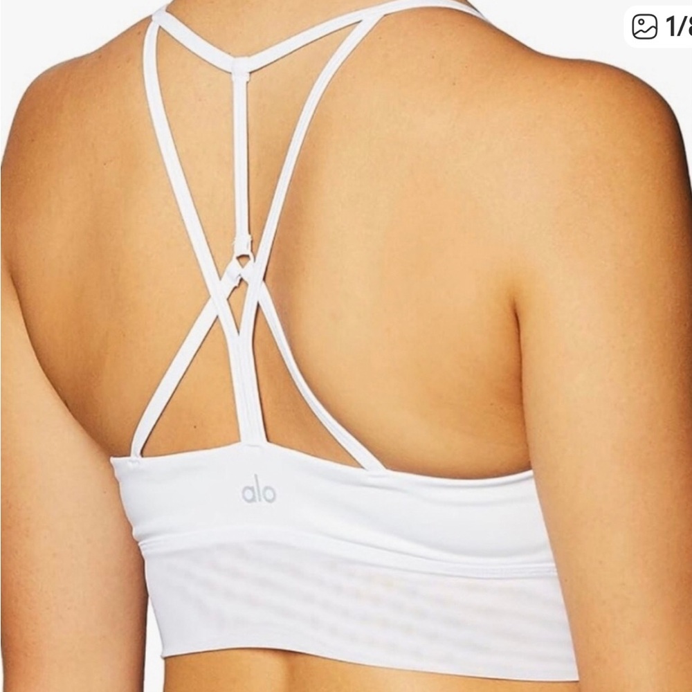 Alo Women's White Lavish  Strappy Sports Bra Size S